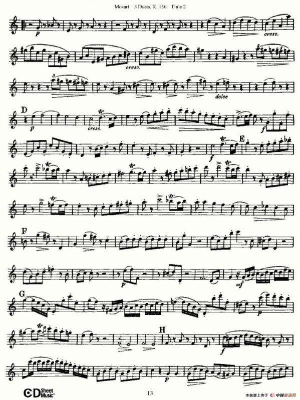 3 Duets K.156 之第二长笛（二重奏三首 K156号）