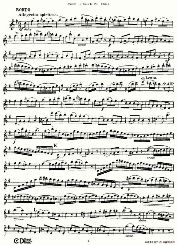 3 Duets K.156 之第一长笛（二重奏三首 K156号）