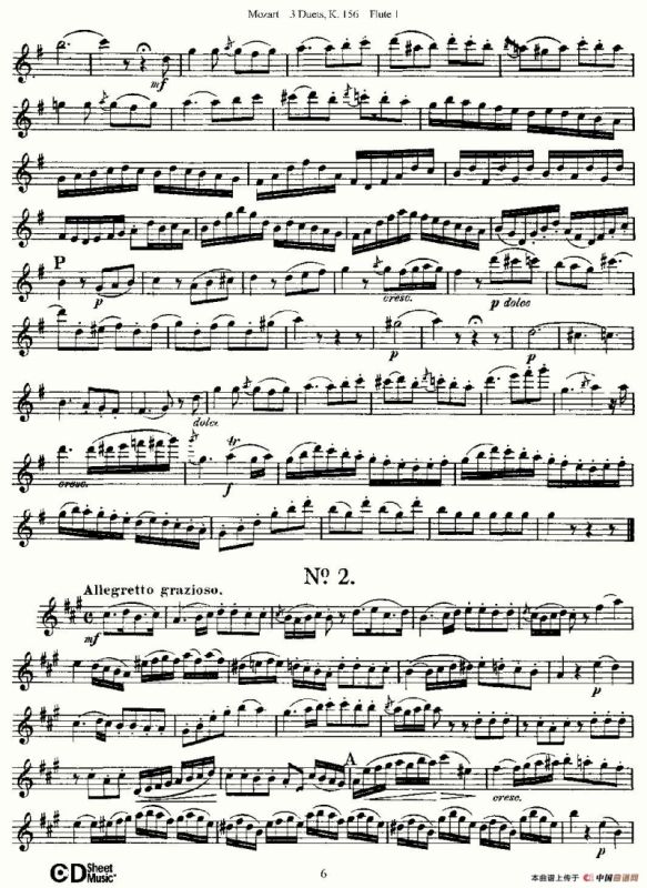 3 Duets K.156 之第一长笛（二重奏三首 K156号）