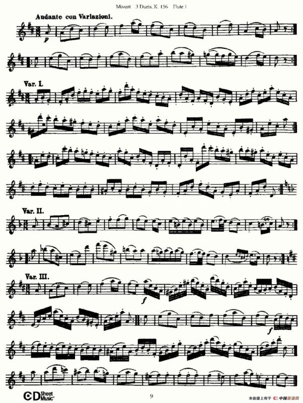 3 Duets K.156 之第一长笛（二重奏三首 K156号）