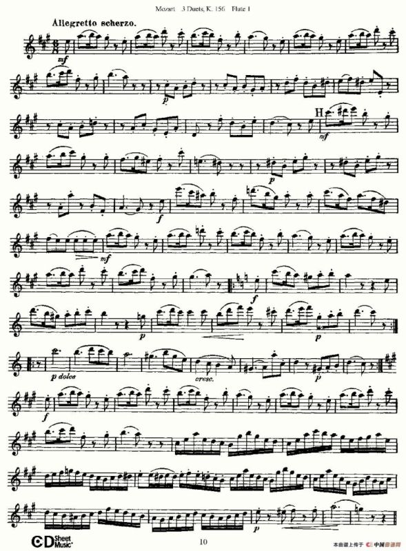 3 Duets K.156 之第一长笛（二重奏三首 K156号）