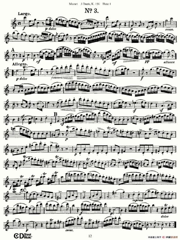 3 Duets K.156 之第一长笛（二重奏三首 K156号）