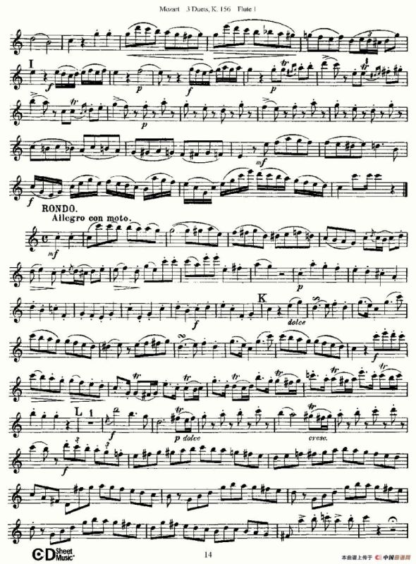 3 Duets K.156 之第一长笛（二重奏三首 K156号）