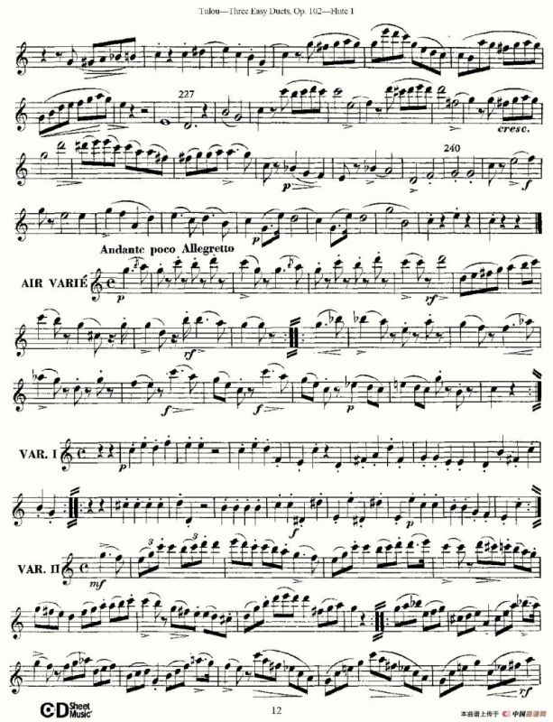 Three Easy Duets,Op.102 之第一长笛（三首简易重奏曲作品102号）