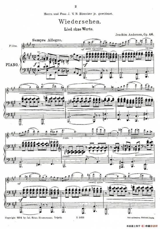 Wiedersehen.Op.46（长笛+钢琴伴奏）
