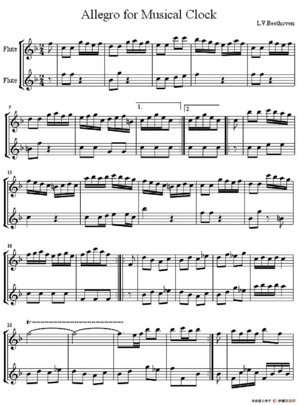 Allegro for Musical Clock（二重奏）