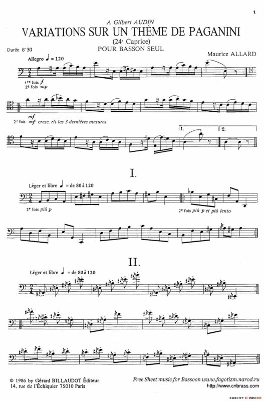 帕格尼尼主题随想（巴松独奏）