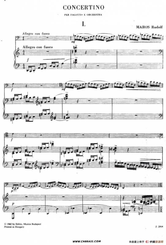 CONCERTINO（Ⅰ）（钢琴伴奏巴松协奏曲）