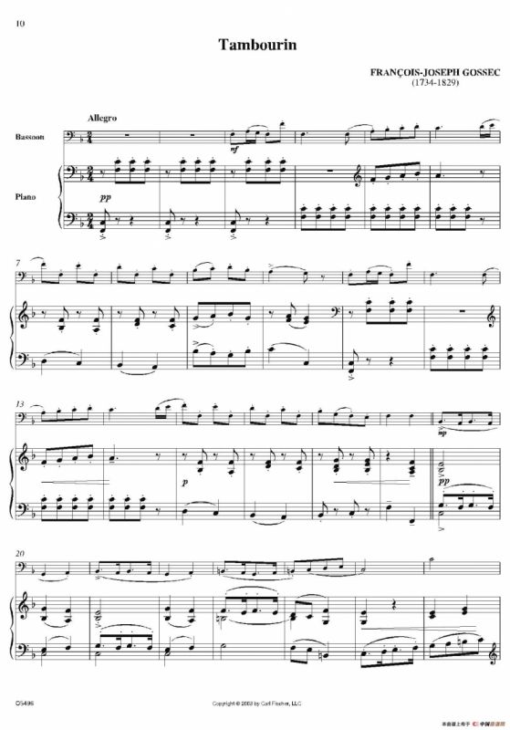 Tambourin（巴松+钢琴伴奏）