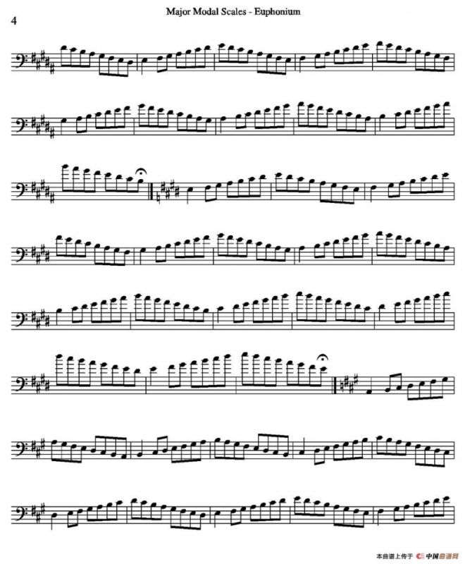 Major Modal Scales - Euphonium（上低音号练习教材选曲）