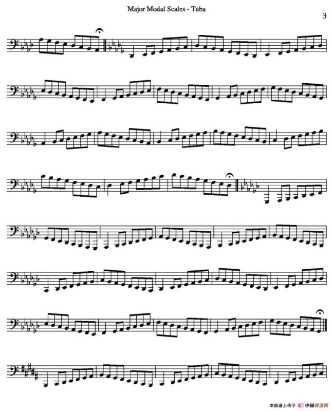 Major Modal Scales - Tuba（大号练习教材选曲）
