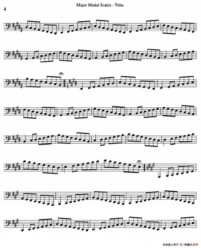 Major Modal Scales - Tuba（大号练习教材选曲）