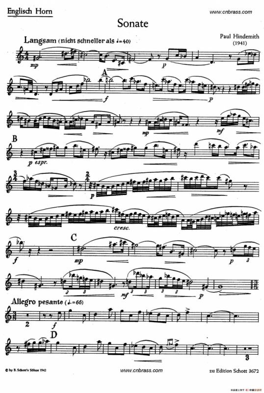 亨德米斯-奏鸣曲（圆号独奏）