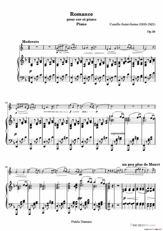 圣桑-浪漫曲（圆号+钢琴）