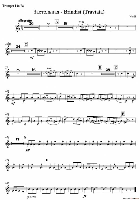 饮酒歌（管弦乐队2支小号分谱）