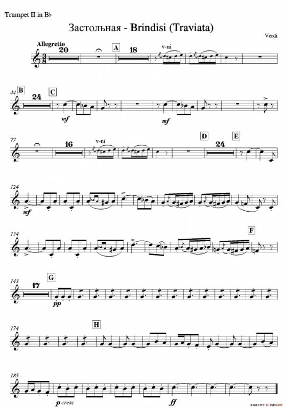 饮酒歌（管弦乐队2支小号分谱）