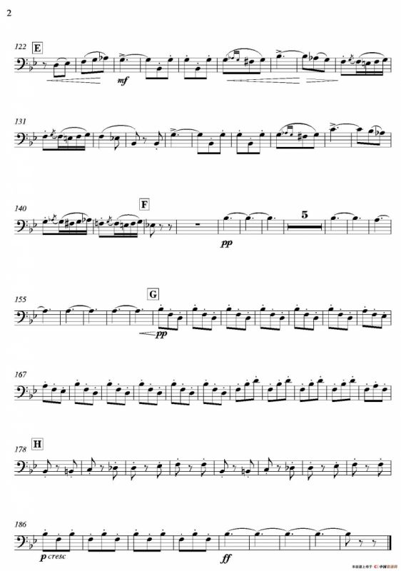 饮酒歌（管弦乐队2支倍低音管分谱）