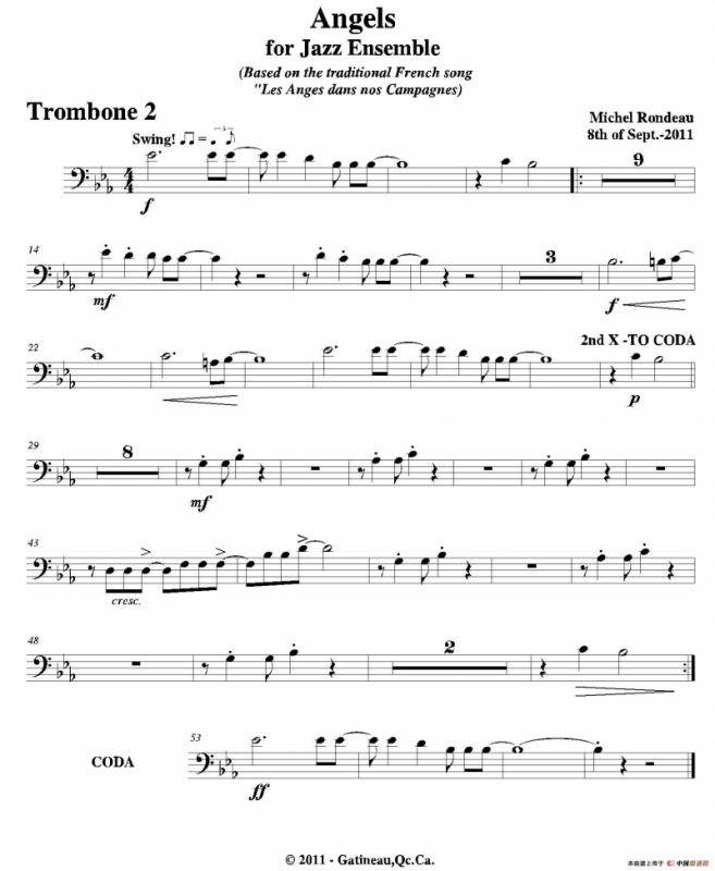 Angels for Jazz Ensemble（第二长号分谱）