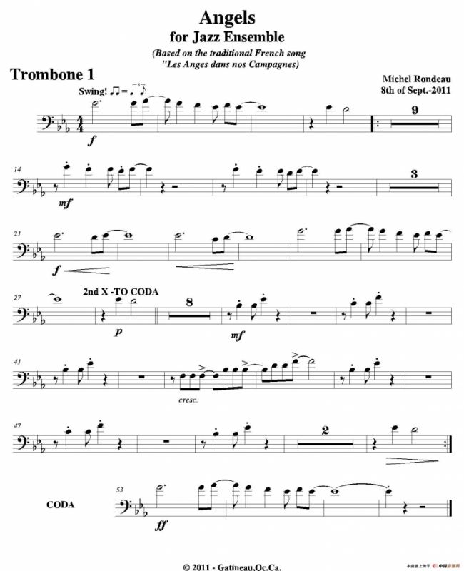 Angels for Jazz Ensemble（第一长号分谱）