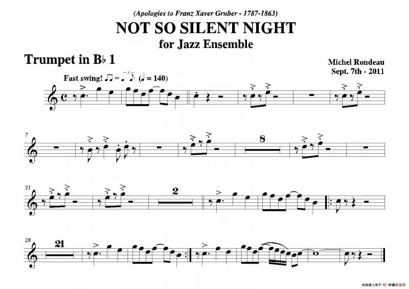 NOT SO SILENT NIGHT（第一降B小号分谱）