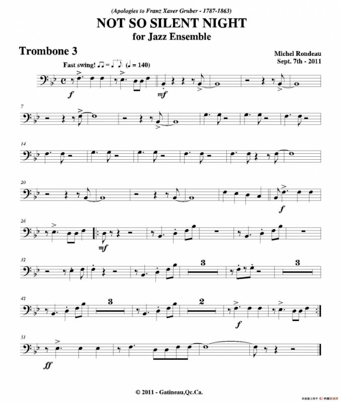 NOT SO SILENT NIGHT（第三长号分谱）