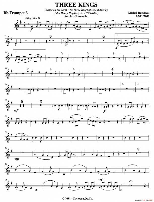 THREE KINGS（第三降B小号分谱）