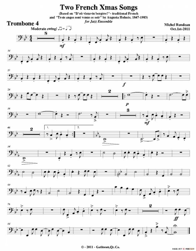 Two French Xmas Songs（第四长号分谱）