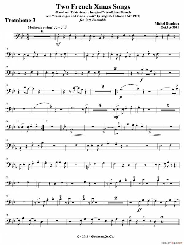 Two French Xmas Songs（第三长号分谱）