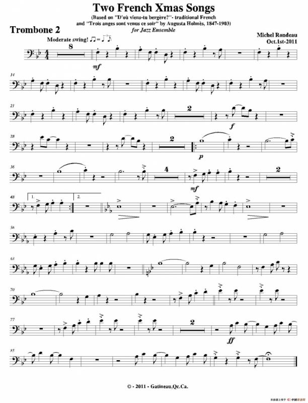 Two French Xmas Songs（第二长号分谱）