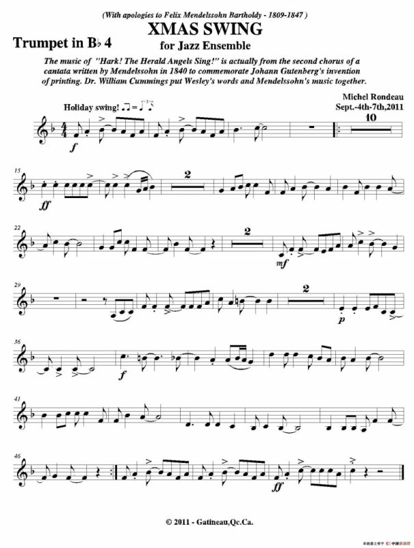 XMAS SWING（第四降B小号分谱）