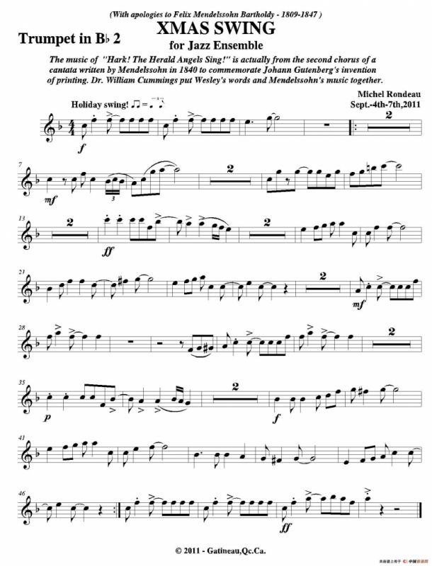 XMAS SWING（第二降B小号分谱）