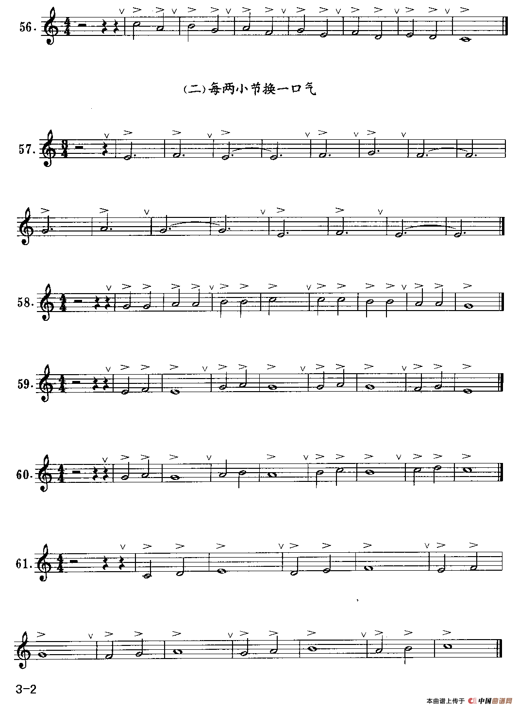 小号：快速吸气的练习