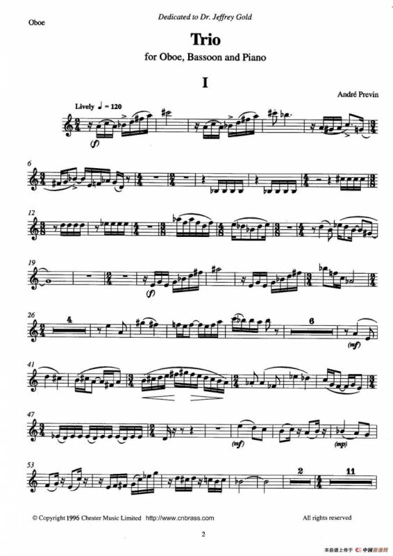 巴松双簧管与钢琴三重奏（1）（双簧管分谱）