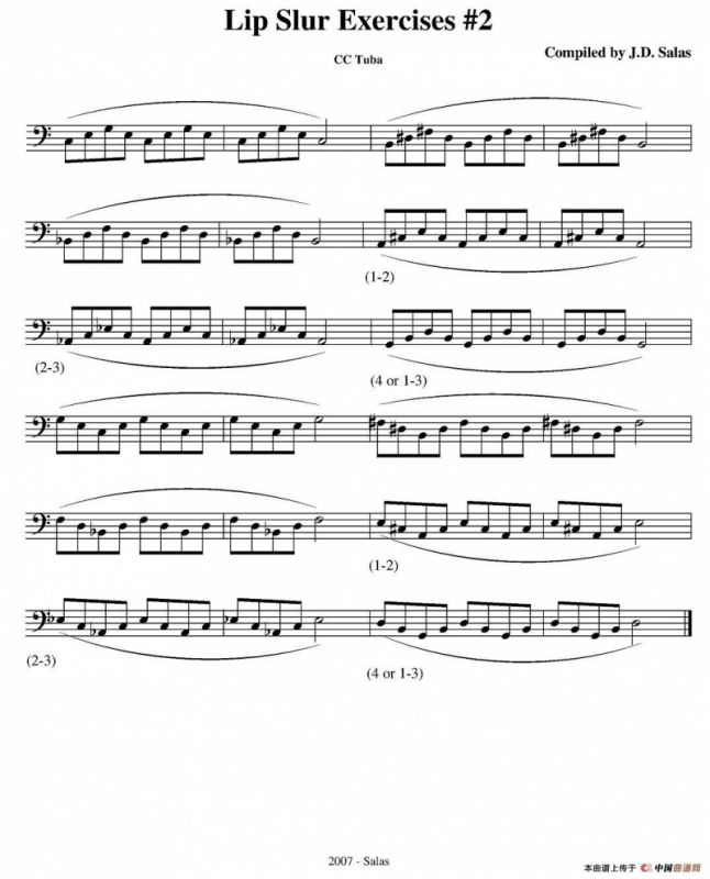 Lip Slur Exercise - C Tuba（大号练习教材选曲）