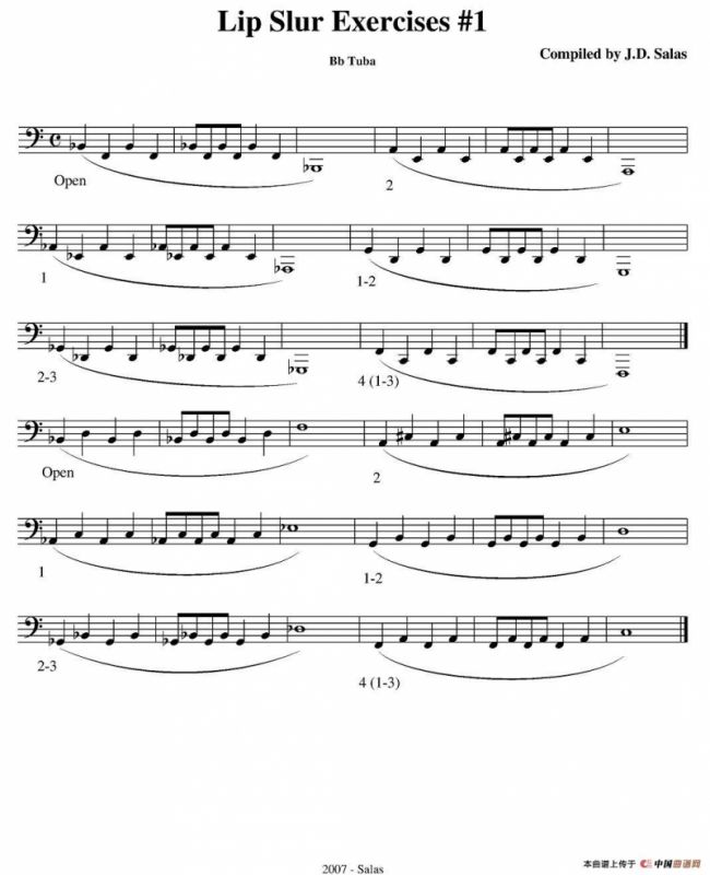 Lip Slur Exercise - Bb Tuba（大号练习教材选曲）