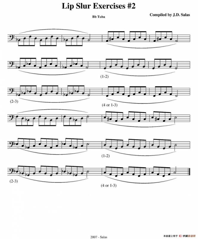 Lip Slur Exercise - Bb Tuba（大号练习教材选曲）