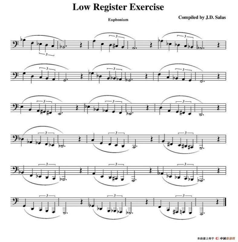 Low Register Exercise- Euphonium（大号练习教材选曲）