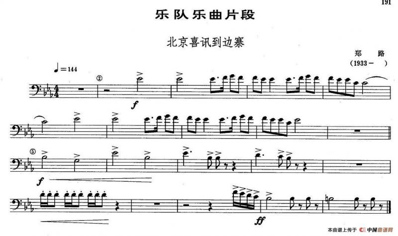 乐队乐曲片段：北京喜讯到边寨（长号）