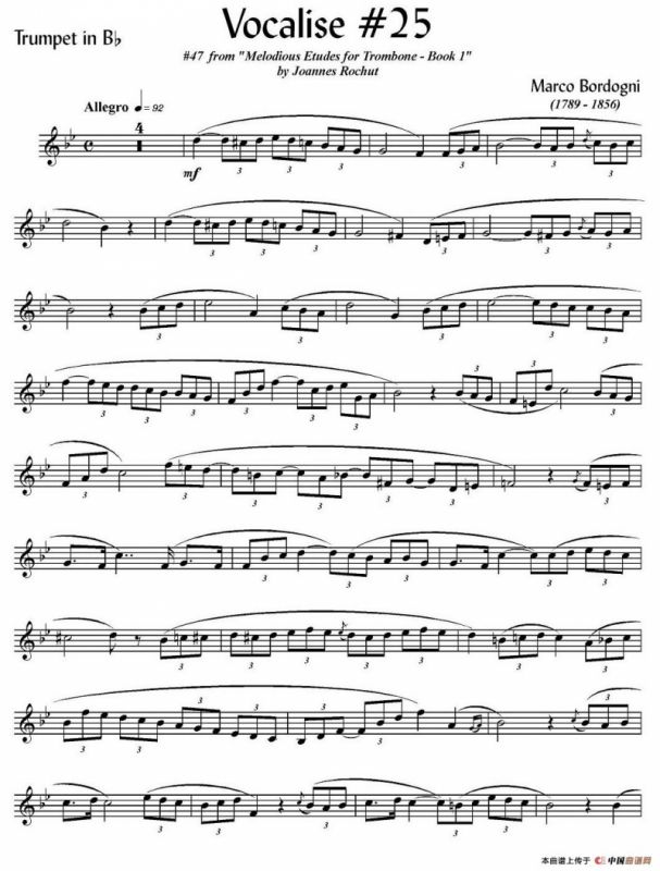 Bordogni - Vocalise #25（小号）