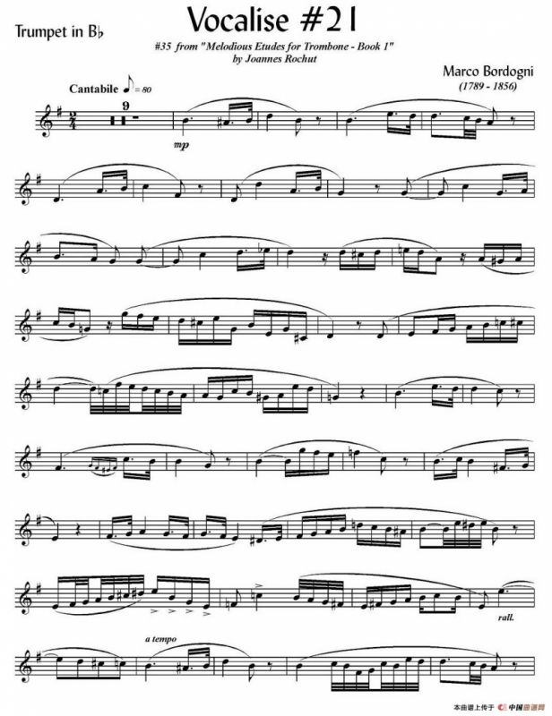 Bordogni - Vocalise #21（小号）