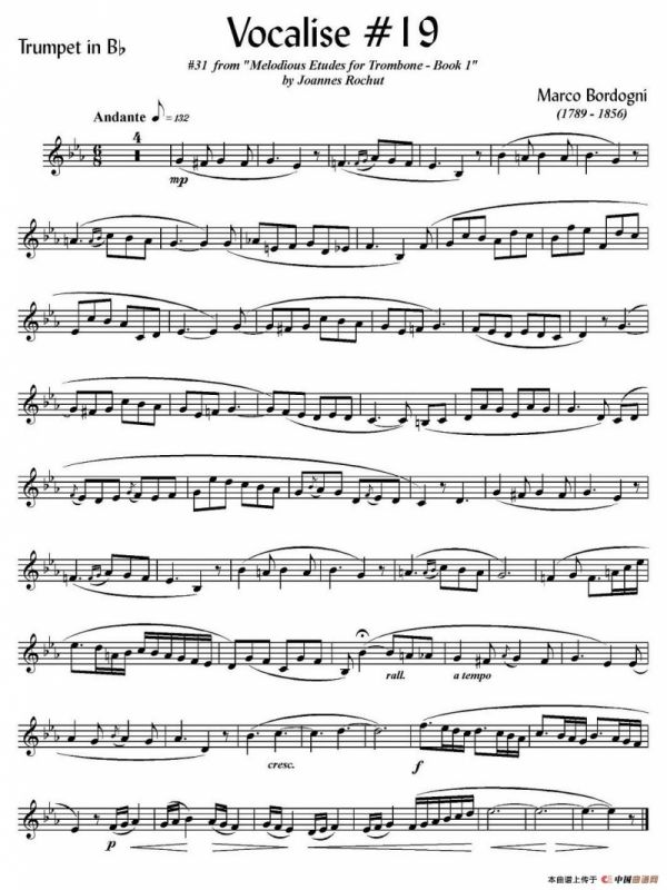 Bordogni - Vocalise #19（小号）