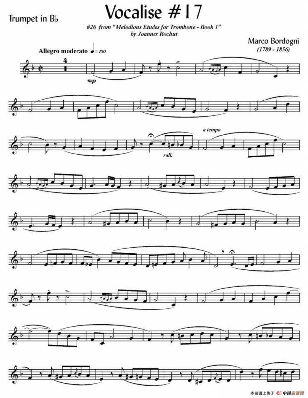 Bordogni - Vocalise #17（小号）