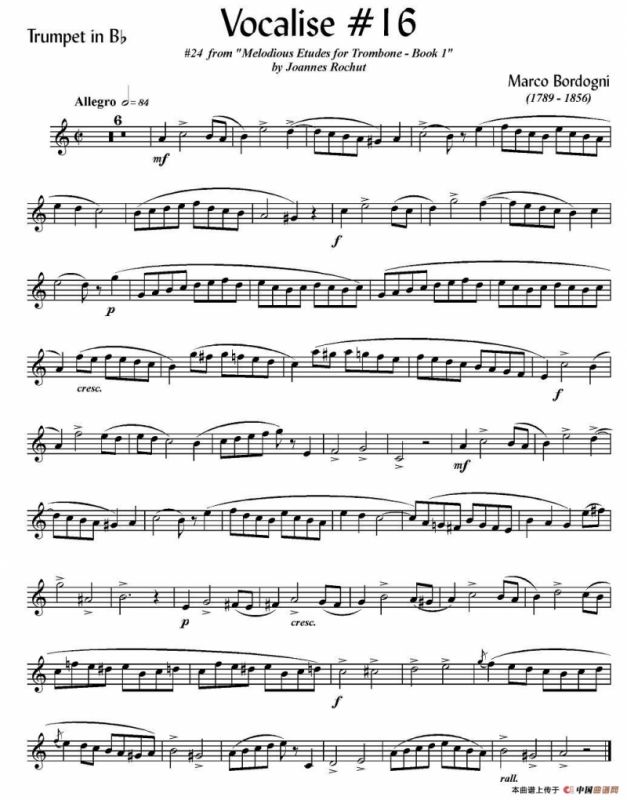 Bordogni - Vocalise #16（小号）