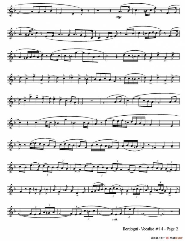 Bordogni - Vocalise #14（小号）