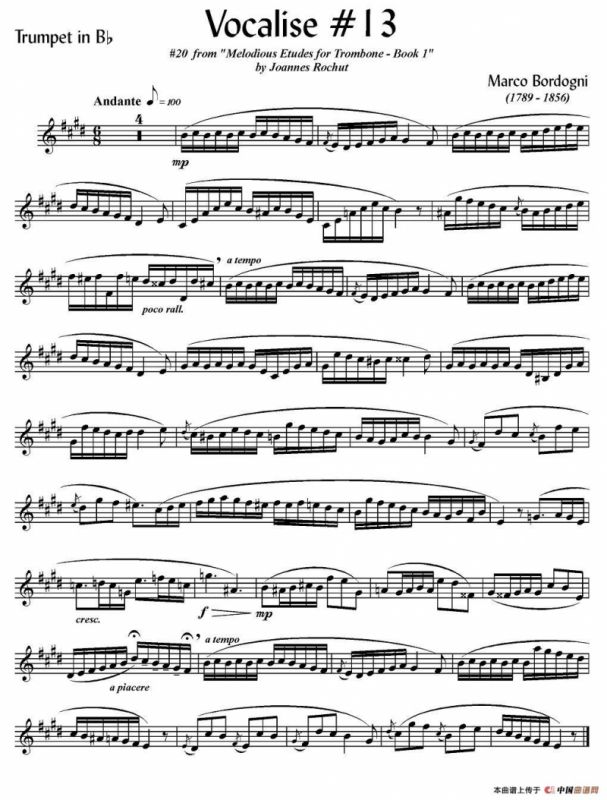 Bordogni - Vocalise #13（小号）