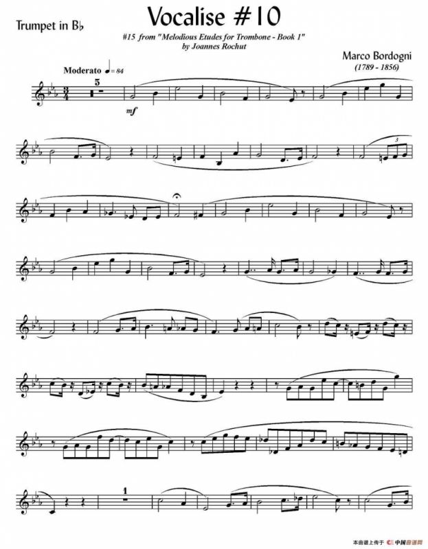 Bordogni - Vocalise #10（小号）