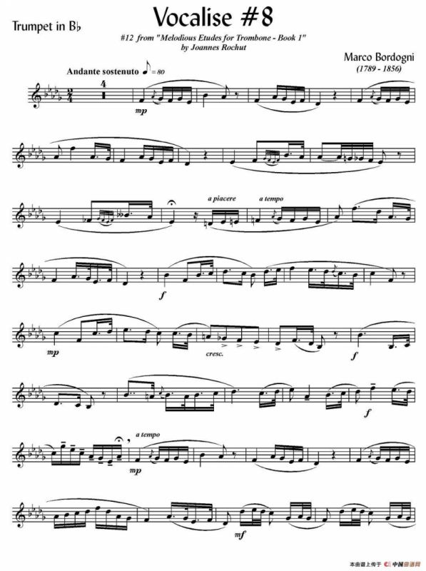 Bordogni - Vocalise #8（小号）