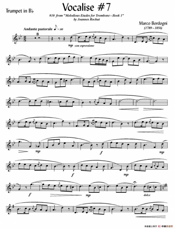 Bordogni - Vocalise #7（小号）