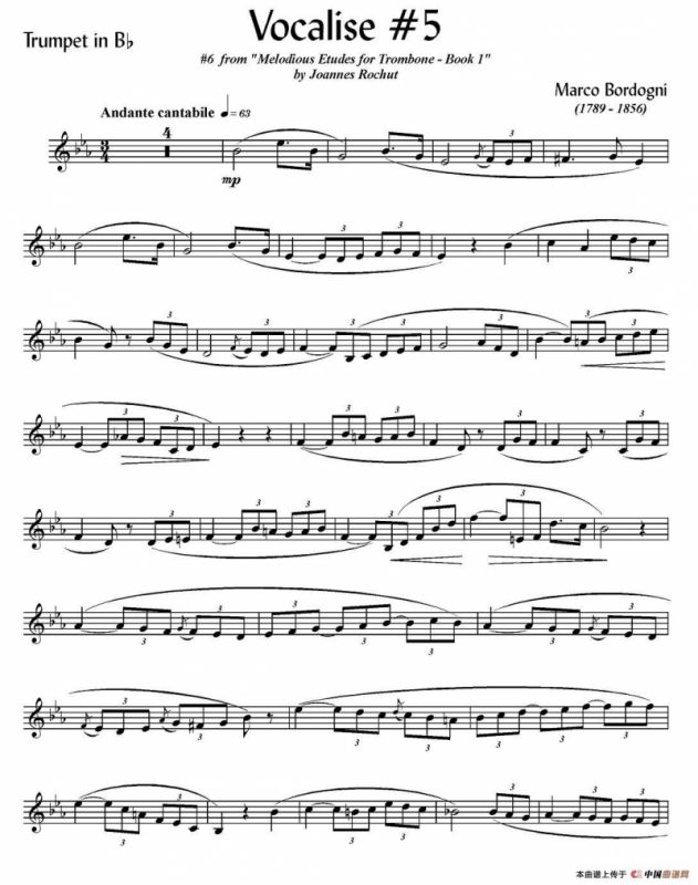 Bordogni - Vocalise #5（小号）