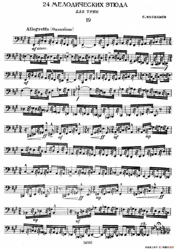 瓦西里耶夫24首大号练习曲集（19—24）